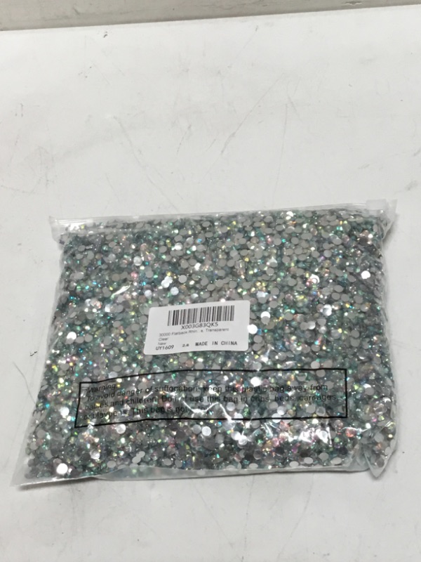 Photo 2 of 30000 Flatback Rhinestones AB Crystal Rhinestones for Nails 5 mm Resin Round Nail Crystals AB Rhinestones Flatback Nail Gems Nail Art Rhinestones for Makeup Clothes Shoes Crafts, Transparent Clear