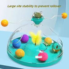 Photo 1 of 4 in 1 Cat Toy Indoor for Cats Interactive Best Kitten Puzzle Toys Seller Kitty Treasure Chest Puzzles Smart stimulating Mental Stimulation Brain Games Track Balls Teaser Catnip Ball with Feather
