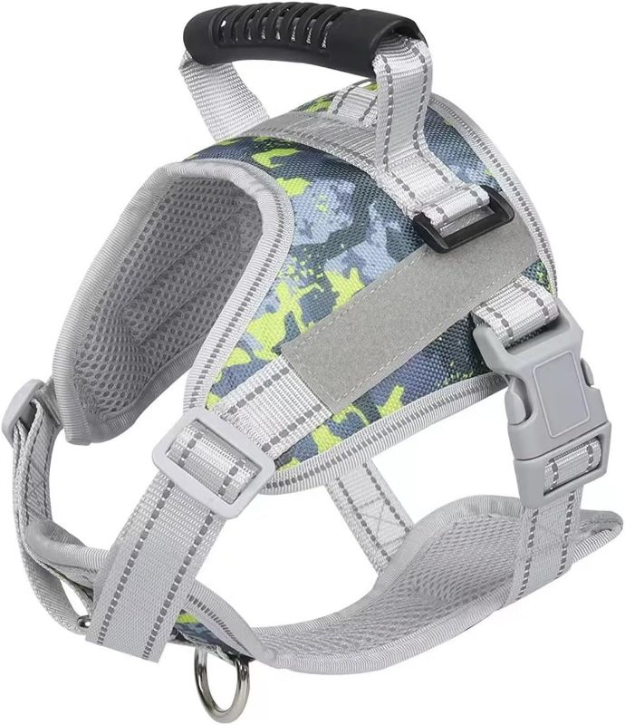 Photo 1 of Funyou Dog Harness for Medium Dogs No Pull Service Dog Harness Adjustable Easy Control 2 Leash Clip Reflective Vest Harness Green (L)
