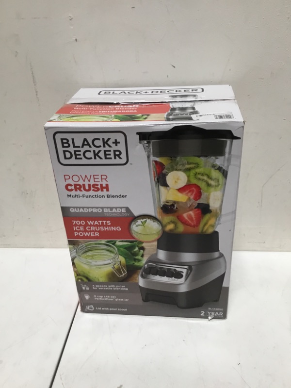 Photo 2 of BLACK+DECKER PowerCrush Multi-Function Blender with 6-Cup Glass Jar, 4 Speed Settings, Silver