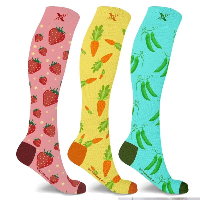 Photo 1 of Wholesale Fruity Fun Knee High Compression Socks - 3 ASST STYLES
