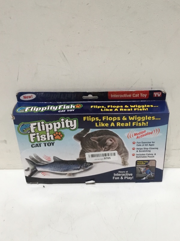 Photo 2 of Ontel Flippity Fish Interactive Cat Toy with Catnip & Fishing Pole - Touch Activated, Rechargeable Pet Toy to Help Reduce Stress & Bad Behavior - As Seen on TV Pack of 1