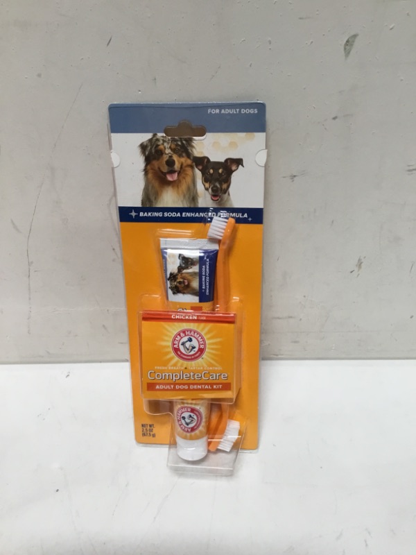 Photo 2 of Arm & Hammer Complete Care Dog Dental Kit | 2.5oz Chicken Flavored Dog Toothpaste, Double Side Dog Toothbrush, Rubber Dog Finger Brush| Arm & Hammer Baking Soda Enhanced Formula Dog - Chicken Flavor 2.5 Ounce (Pack of 1)