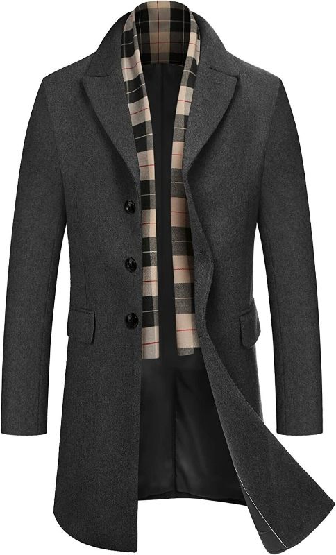 Photo 1 of Coofandy Men's Wool Blend Coat Notched Collar Single Breasted - Large