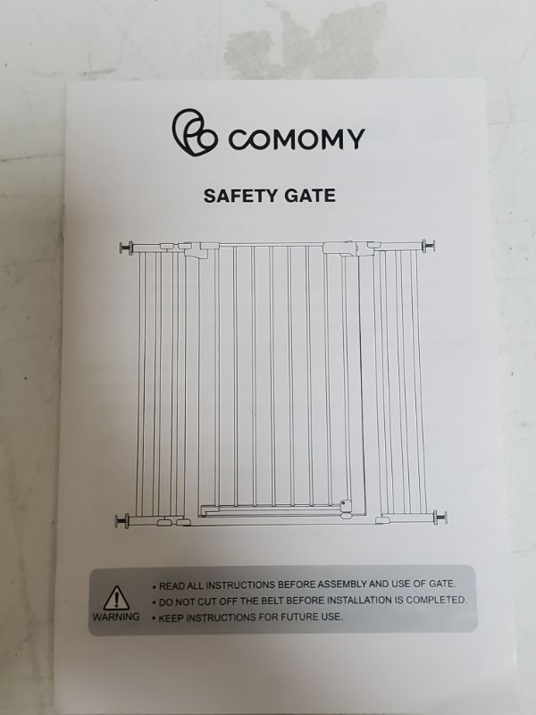 Photo 4 of COMOMY Safety Baby Gate Extra Wide 37.8"-43.3", Auto Close Dog Gate for House Doorways Stairs, Pressure Mounted Easy Walk Through Pet Gate Child Gate, Includes 2.75" and 8.25" Extension, Black