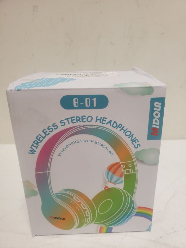 Photo 1 of MIDOLA Headphones Bluetooth Wireless Kids Volume Limit 85dB /110dB Over Ear Foldable Noise Protection Headset AUX 3.5mm Cord Mic for Children Boy Girl Travel School Phone Pad Tablet PC Blue
