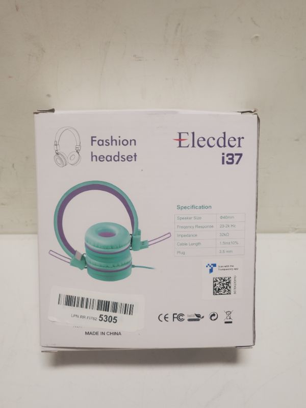 Photo 4 of ELECDER i37 Kids Headphones Children Girls Boys Teens Foldable Adjustable On Ear Headphones 3.5mm Jack Compatible Cellphones Computer MP3/4 Kindle School Tablet Green/Purple