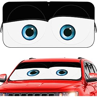 Photo 1 of Black Cartoon Eyes Car Sun Shade for Windshield, Sun Shade Accessories Foldable, Sun Shade for Car Windshield Block Uv Keep Cool