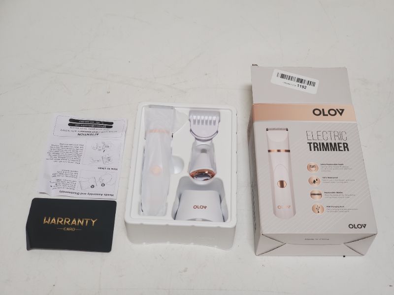 Photo 3 of OLOV Bikini Trimmer Women - Wet/Dry Body Shaver Groomer, Replaceable Ceramic Blade Heads, USB Recharge Dock & Nose trimmer Head Heads, Waterproof Male Hygiene Razor, White