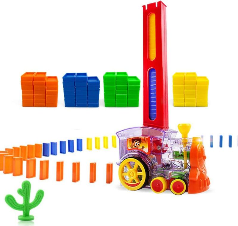 Photo 1 of Oiuros Domino Train, Domino Blocks Set, Building and Stacking Toy Blocks Domino Set for 3-7 Year Old Toys