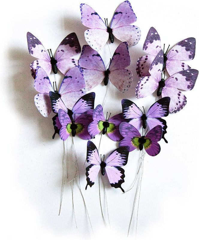 Photo 1 of naudassods 12 Pack Butterfly Decorations, DIY 3D Butterfly Stakes Decor, 2 Sizes of Butterfly Ornament for Home Fake Flower Floral Supplies Tea Party Wedding Easter Christmas Spring Fall.