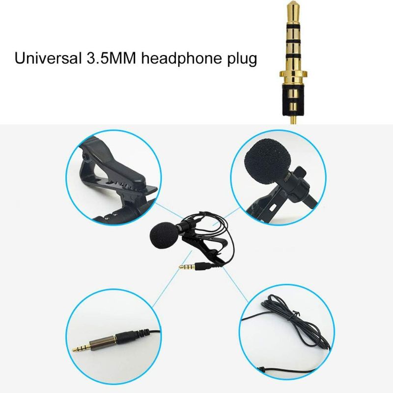 Photo 1 of SET OF 2 - 3.5mm Lavalier Lapel Mic Condenser Microphone for Cell Phone PC Laptop Black