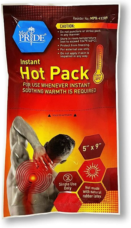 Photo 1 of Medpride Instant Hot Packs| 2-Pack| Disposable, Instant Heating Bag for Sore Neck, Shoulder, Arm, Leg Muscles & Menstrual/Abdomen Discomfort Relief| Long Lasting Heat, Medical-Grade