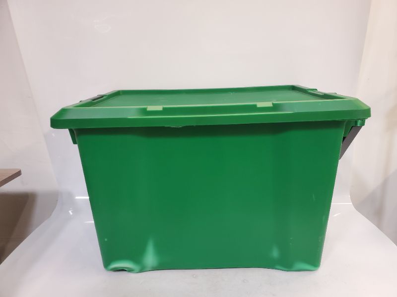 Photo 5 of 32GAL WHEELED LATCHING HEAVY DUTY TOTE- GREEN - BRIGHTROOM - ***DAMAGED ***