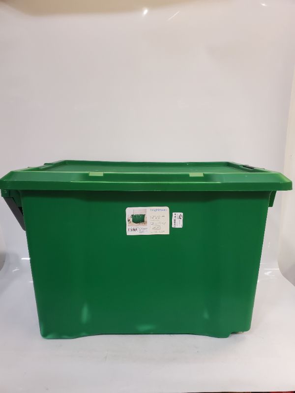 Photo 2 of 32GAL WHEELED LATCHING HEAVY DUTY TOTE- GREEN - BRIGHTROOM - ***DAMAGED ***