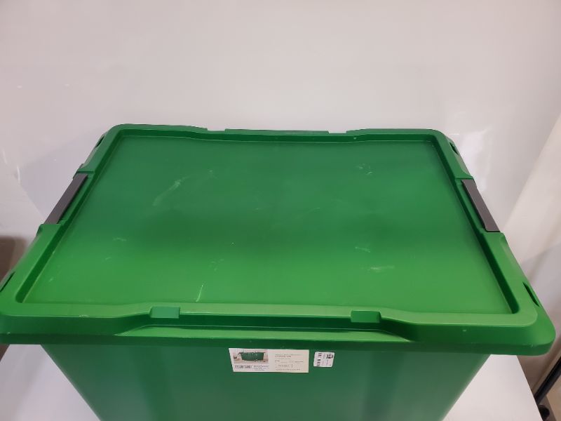 Photo 4 of 32GAL WHEELED LATCHING HEAVY DUTY TOTE- GREEN - BRIGHTROOM - ***DAMAGED ***