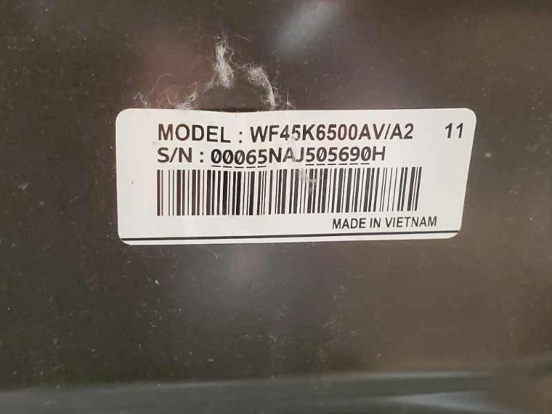 Photo 11 of SAMSUNG 4.5 cu. ft. Stackable Front Load Washer in Black Stainless Steel with End-of-Cycle Signal, Front Control -- MODEL : WF45K6500AV/A2