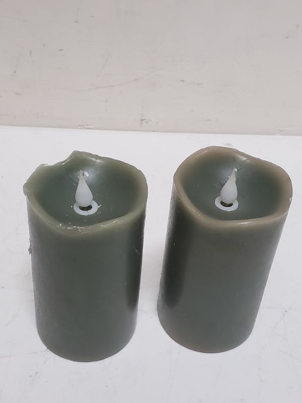 Photo 3 of SET OF 2 - 5" Green LED Pillar Candles