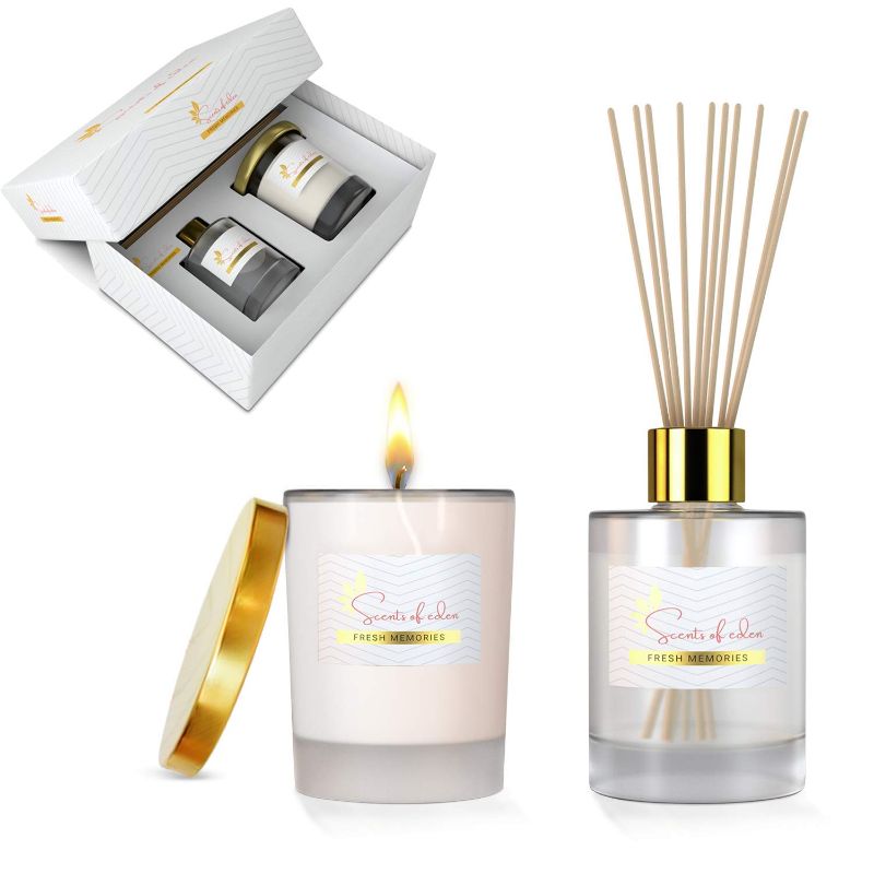 Photo 1 of SCENT OF EDEN CANDLE AND DIFFUSER 1 CANDLE 1 DIFFUSER OIL AND 3 STICKS 