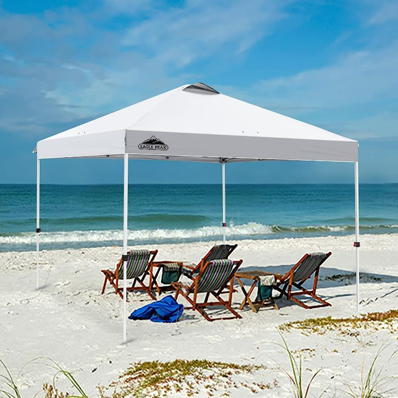 Photo 2 of EAGLE PEAK 10x10 Pop Up Canopy Tent Instant Outdoor Canopy Easy Set-up Straight Leg Folding Shelter with 100 Square Feet of Shade (White)