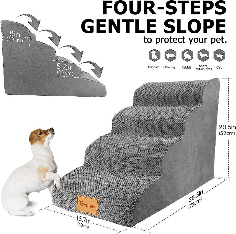 Photo 1 of Topmart Dog Stairs 4 Layers With Plush Cover Dog Ramp Slope Ladder For Small Dogs Staircase Pet Training Removable Washable Dog Supplies