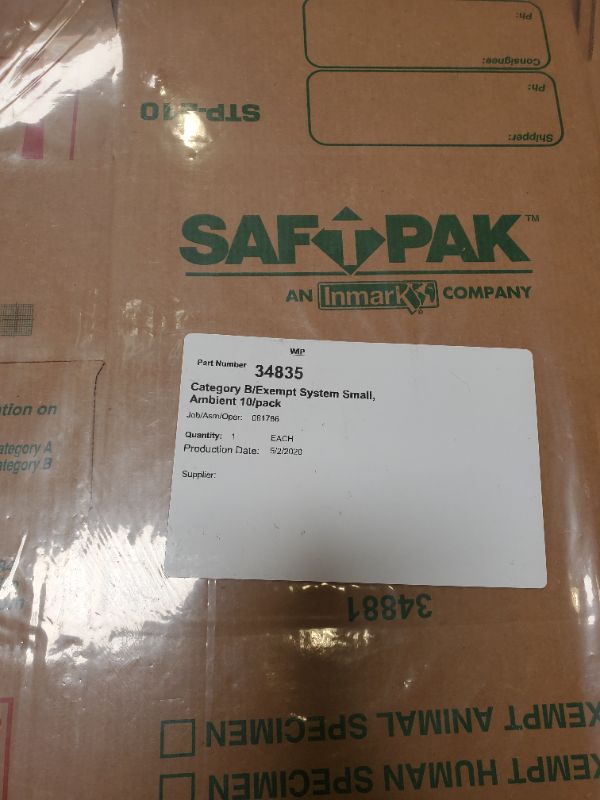 Photo 4 of LOT OF NEW BOXES - UNKNOWN # OF PACKS  (10/pack INNER PACKS) (SAFT PAK Part Number 34835 - Category B/Exempt System Small) 
 