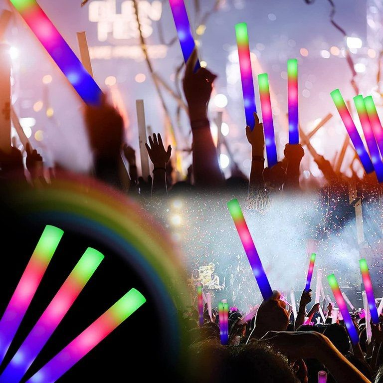 Photo 2 of Glow Sticks Bulk-10 Pcs LED Foam Sticks Glow in the Dark Party Supplies for Party Wedding Birthday Concert