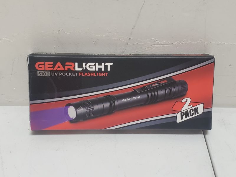 Photo 3 of GearLight UV Black Light Flashlight S100 [2 Pack] - Mini Blacklight Ultraviolet Pen Lights for Leak and Hotel Inspection - Pet Urine, Bed Bug, Scorpion, Stain, and Dye Detector