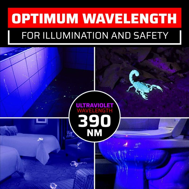 Photo 2 of GearLight UV Black Light Flashlight S100 [2 Pack] - Mini Blacklight Ultraviolet Pen Lights for Leak and Hotel Inspection - Pet Urine, Bed Bug, Scorpion, Stain, and Dye Detector