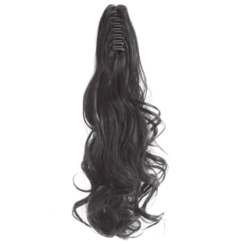 Photo 1 of LETERLY Curly Wavy Straight Clip in Hairpiece One Piece A Jaw Long Pony Tails for Women Natural Black