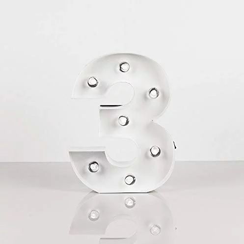 Photo 1 of White Marquee Light Number '3' LED Metal Sign (8 Inch, Battery Operated) 