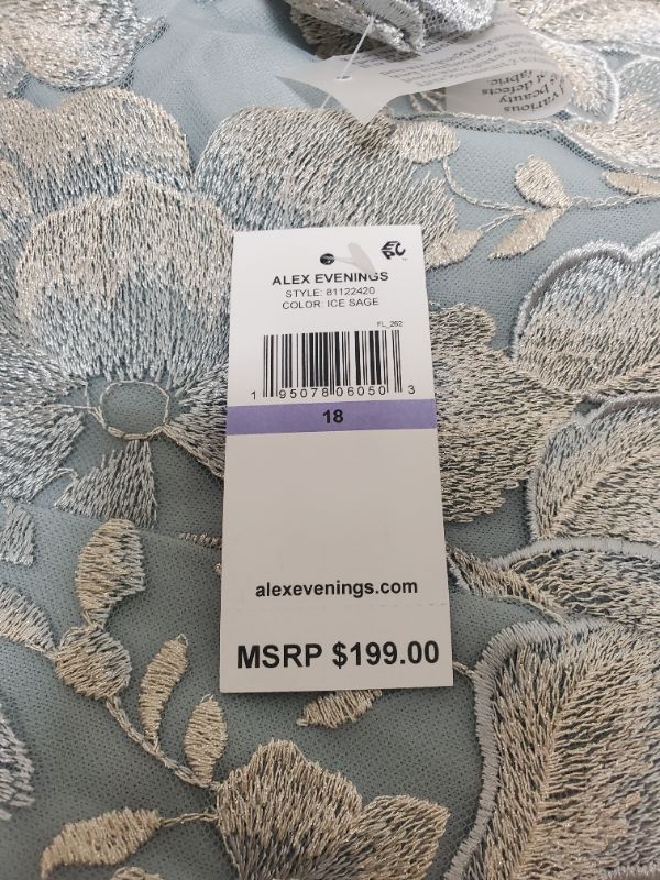 Photo 1 of Alex Evenings Women's Tea Length Sequin Mock Dress (Petite and Regular) Ice Sage - SIZE 18 