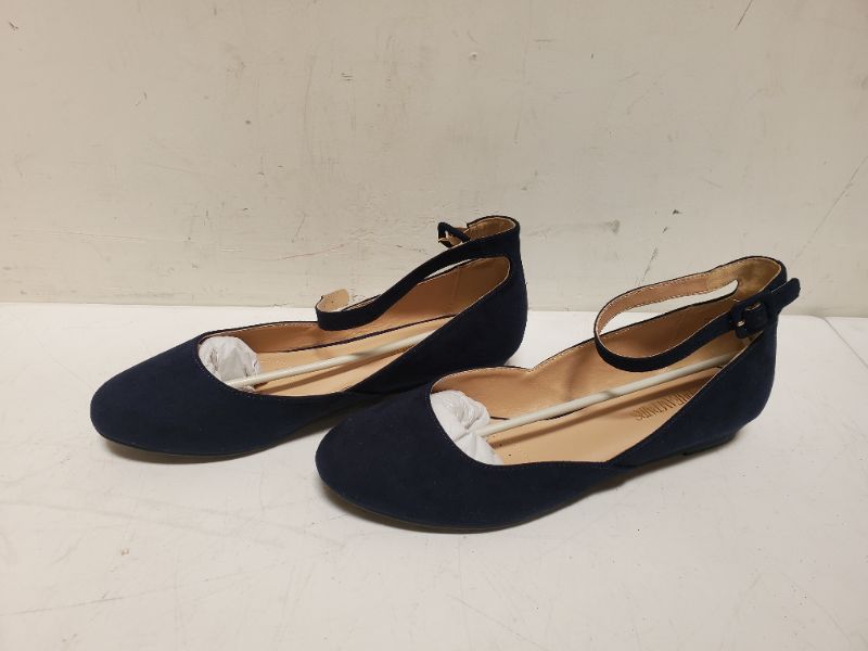 Photo 2 of Women's size 11 dream pairs NAVY flats with ankle strap