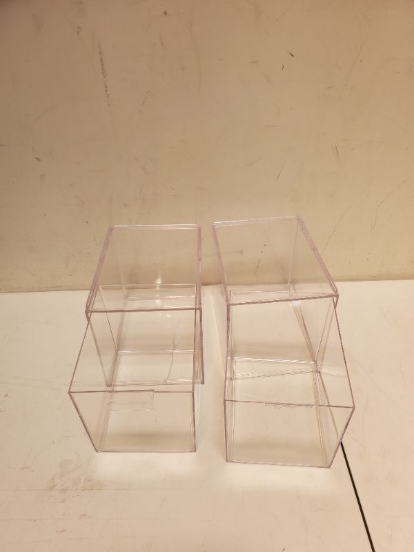 Photo 2 of 2pcs Plastic Stackable Closet Storage Organizer Bins With Pull Out Drawer For Cabinet, Desk ( APPROXIMATE SIZE 6" X 7" X 6") SEE IMAGES 