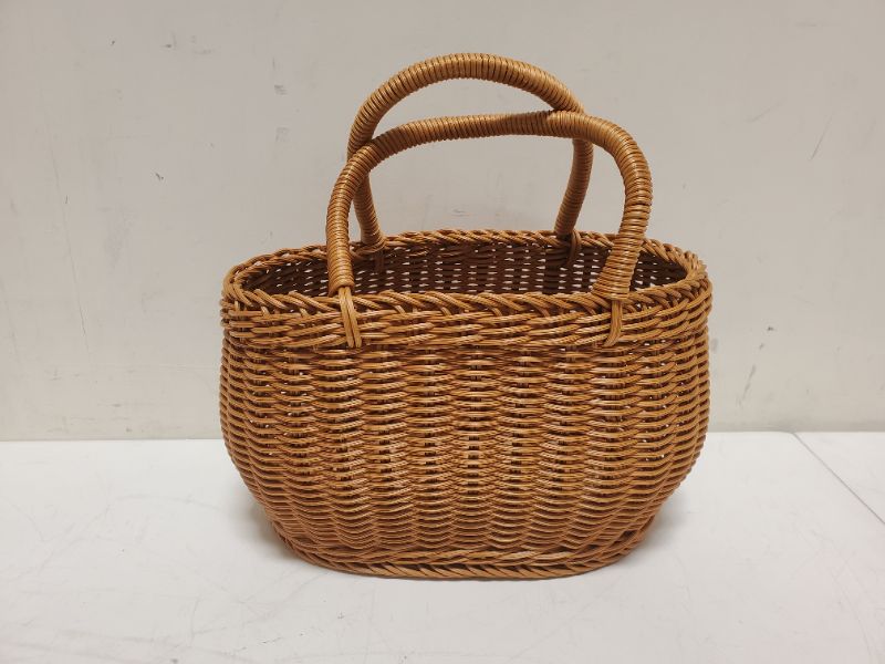 Photo 3 of  Rattan Woven Storage Baskets, Wall Hanging Baskets Flower Basket Organizer, Decorative Multipurpose Hanging Baskets for Home Kitchen Bedroom