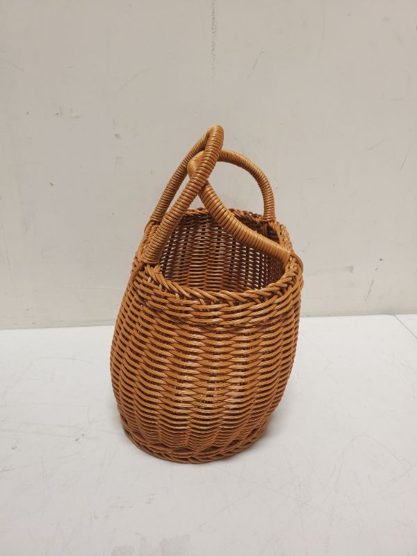 Photo 1 of  Rattan Woven Storage Baskets, Wall Hanging Baskets Flower Basket Organizer, Decorative Multipurpose Hanging Baskets for Home Kitchen Bedroom