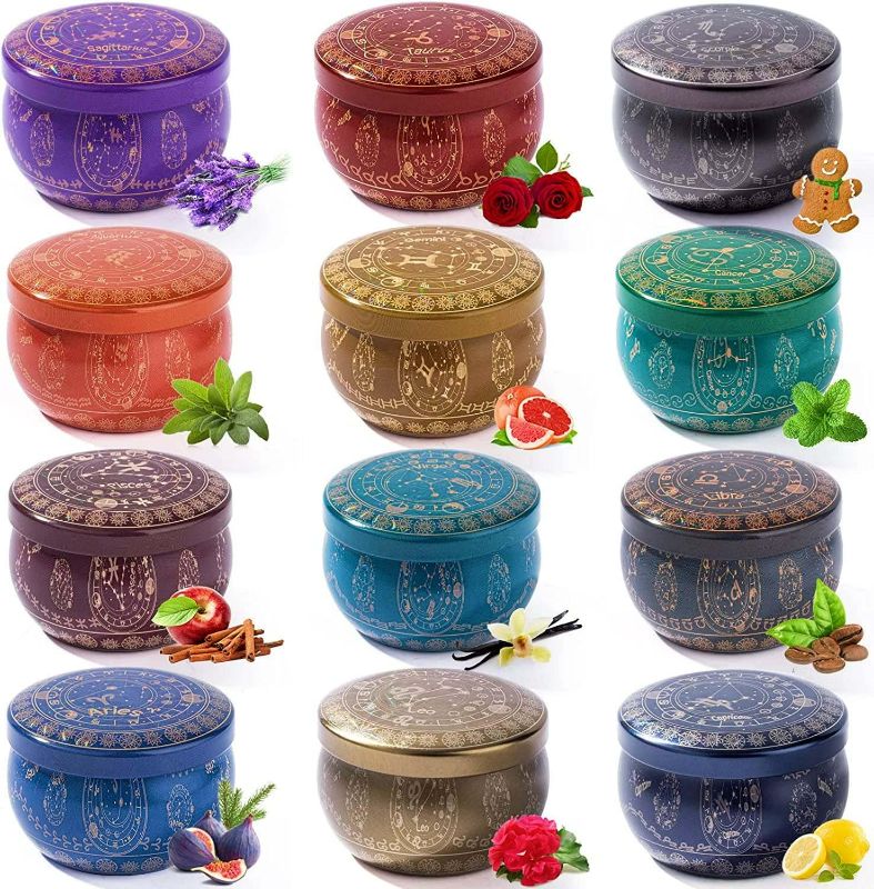 Photo 1 of 12 Pack Candles Gifts for Women, Candles for Home Scented, Zodiac Candles Bulk, 12 Constellations Theme, 2.5 Oz Mini Candles, Birthday Gifts for Women