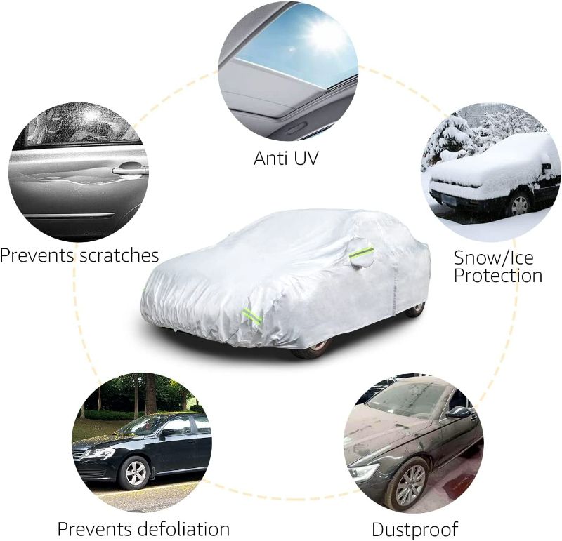 Photo 2 of Amazon Basics Silver Weatherproof Car Cover - 150D Oxford, Sedans up to 160"