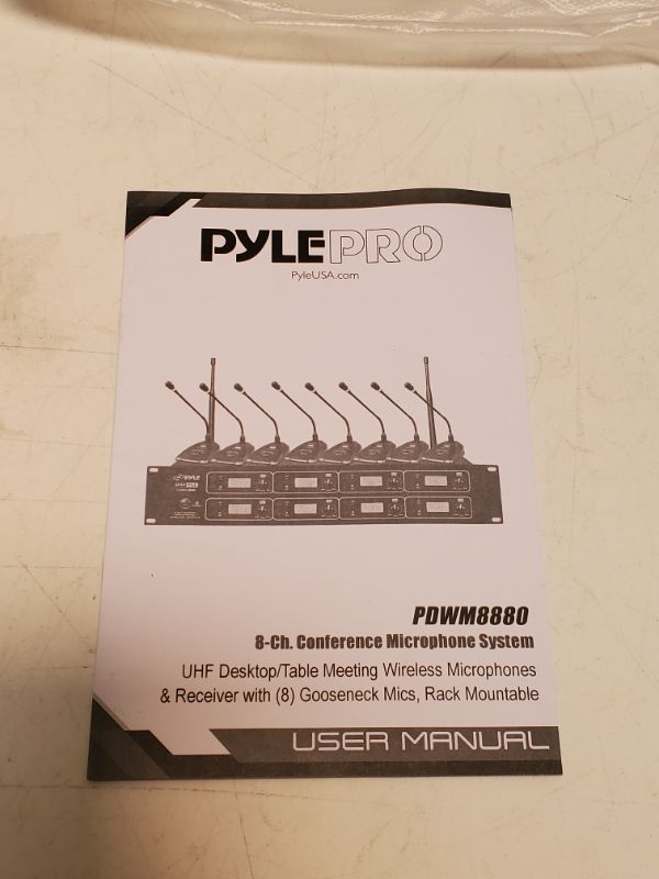 Photo 6 of Pyle 8 Channel Conference Microphone System - UHF Desktop, Table Meeting Wireless Microphones & Receiver w/ 8 Gooseneck Mics, Rack Mountable & LED Audio Signal Indicator Lights PDWM8880