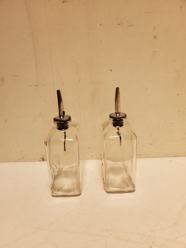 Photo 2 of Set of 2 - Embossed Oil Glass Bottles