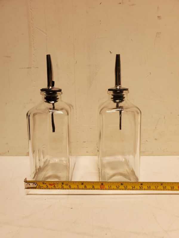 Photo 4 of Set of 2 - Embossed Oil Glass Bottles