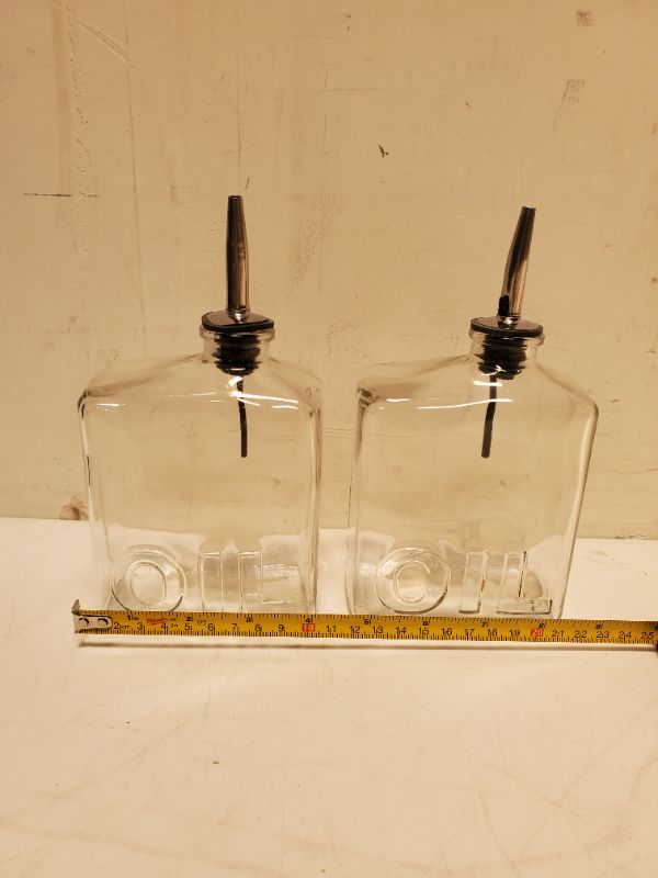 Photo 6 of Set of 2 - Embossed Oil Glass Bottles