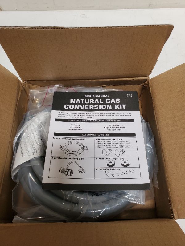 Photo 3 of 5249 Propane to Natural Gas Conversion Kit, Compatible with Black-Stone 28" & 36" Griddles, Rangetop Combo, Tailgater & Single Burner Rec Stove - 10FT Hose and 3/8 in Quick Connect Fitting