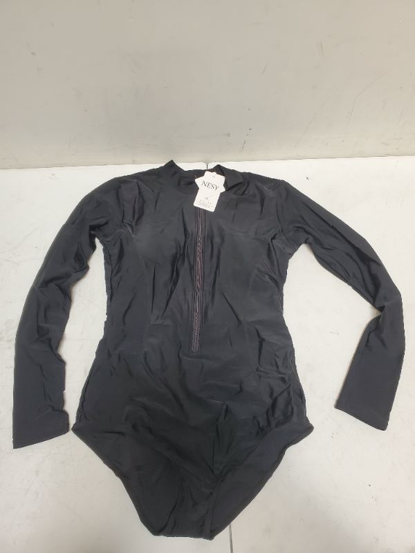 Photo 2 of NESY LONG SLEEVE BODYSUIT WITH ZIPPER - BLACK 6631  - SIZE M