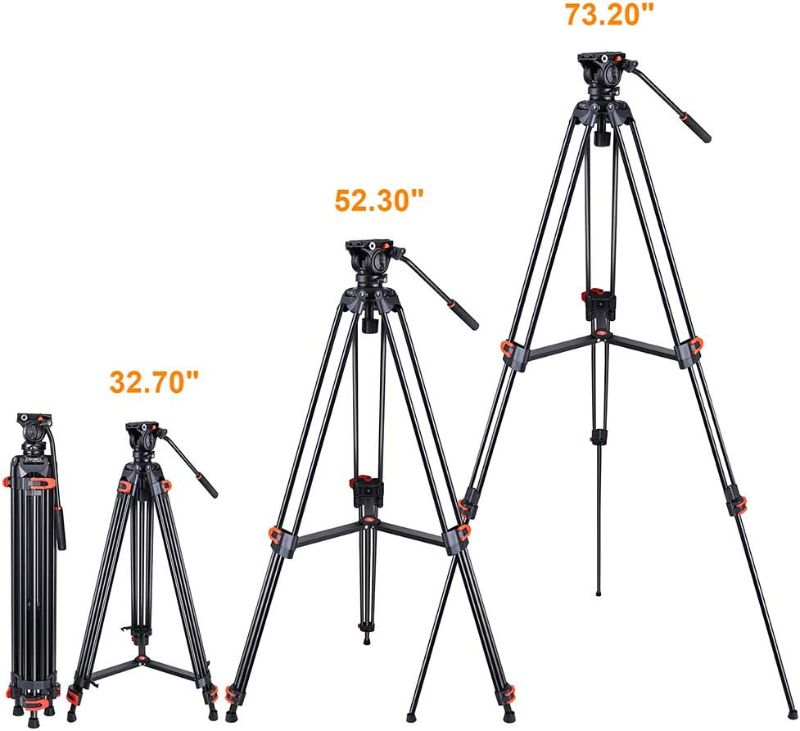 Photo 2 of 1COUNT COMAN DV100 - Heavy Duty Tripod Professional Video Tripod Aluminium 72inch with 360 Degree Fluid Head for Canon Nikon DSLR Camcorder Cameras