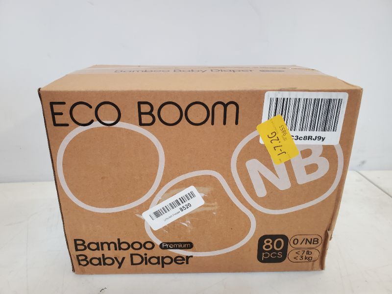 Photo 2 of ECO BOOM Diapers, Baby Bamboo Viscose Diapers, Eco-Friendly Natural Soft Disposable Nappies for Infant, Size 0 Suitable for up to 7 lbs (Newborn - 80 Count) Size 0 (80 Diapers)