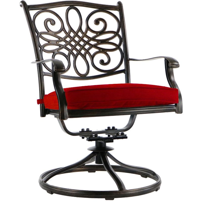 Photo 1 of Set of 3 Traditions Swivel Rocker With Red Color Cushion  (READ NOTES ) 