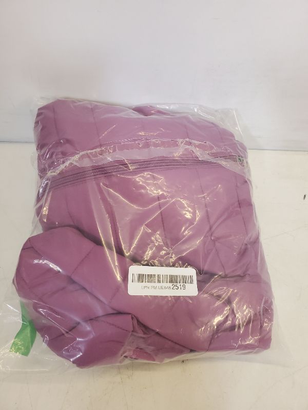 Photo 3 of Amazon Essentials Girls and Toddlers' Lightweight Water-Resistant Packable Mock Puffer Jacket Medium Dusty Purple - M