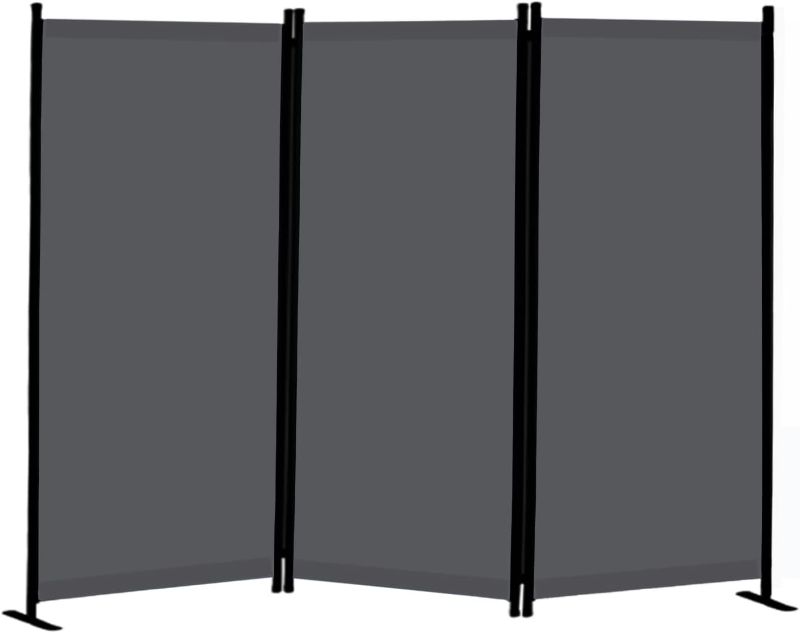 Photo 1 of GOJOOASIS Room Dividers Folding Privacy Screen 3 Panel Partition (Grey)