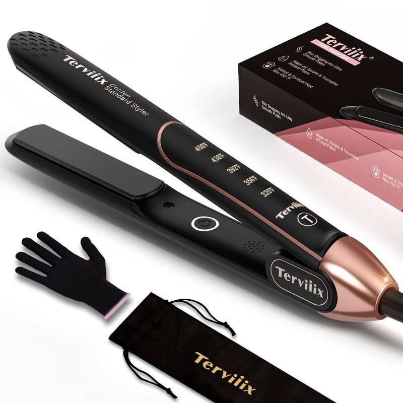 Photo 1 of Terviiix AKT-Ceramic Flat Iron Hair Straightener, ARC Non-Snagging Plate Design, 1-3/4 Inch Wide Straightening Irons for Thick Hair & Black Woman Hair & Curly Hair, Plancha De Cabello Professional
